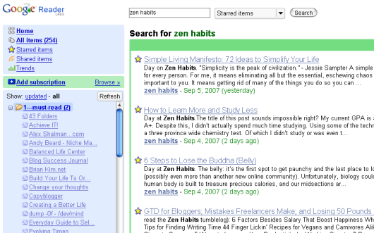 Google Reader - Search