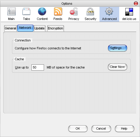Mozilla Firefox Network Options