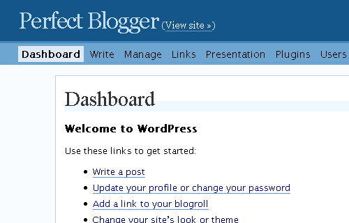 Perfect Blogger Admin Panel - Before